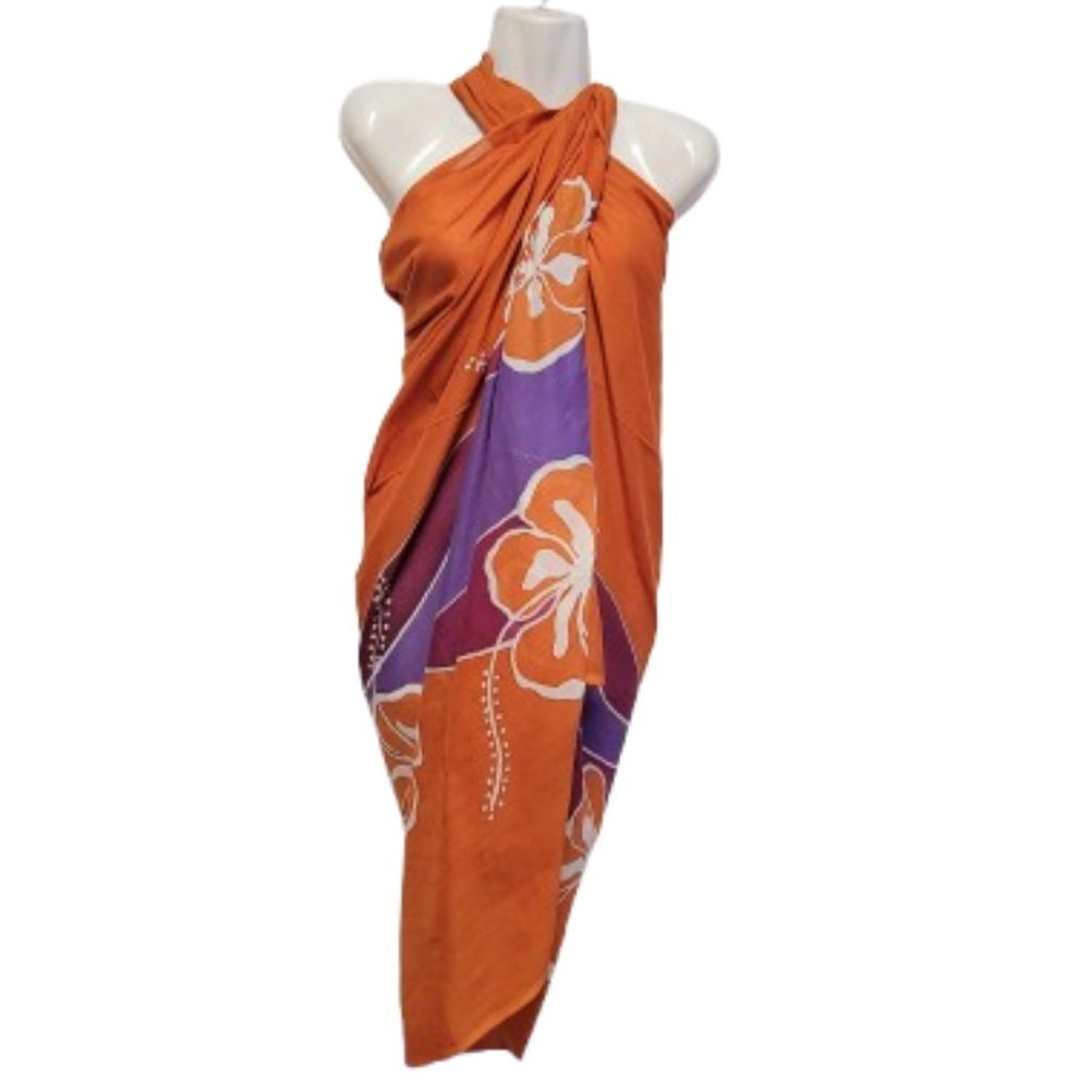 Womens Cotton Beach Wrap Sarong Handpainted Batik Wrapskirt Pareo Beachwear-NEW